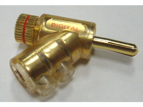 Banana Plug To Jack, 45°, W/ Plastic Cover (Red/Black)