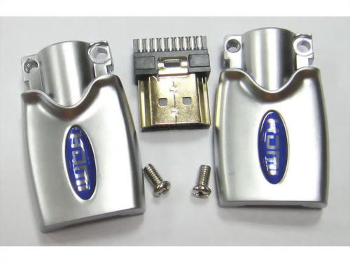 HDMI Plug+Pearl Chrome Plated Metal Housing With 2 Screws