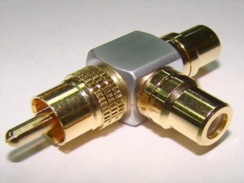 RCA Phone Plug To Double Jacks, Gold & Pearl Chrome Plated