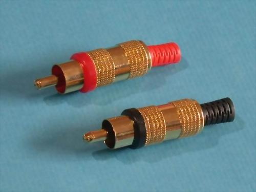 RCA PHONE PLUG GOLD PLATED, PLASTIC SPRING. FOR 4MM CABLE