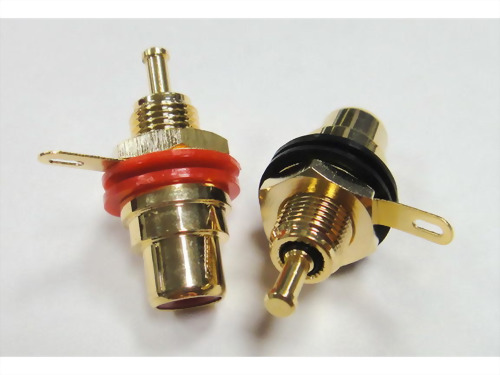 RCA Chassis Mount Jack,W/ Washer (Red, Black)