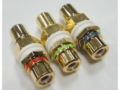 RCA Double Jacks Bulkhead. Ring: Red, Green, Blue