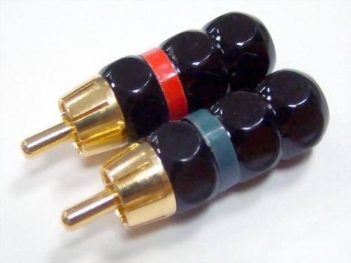 RCA Plug For 5,6mm Cable, Black Handle (Red/White)