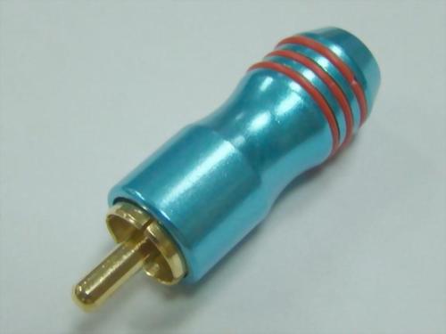 RCA Plug For 6mm Cable, Blue Handle (Red/Blue)