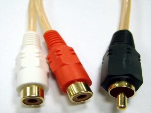 RCA Plug - 2xRCA Jacks, Clear Red Cable