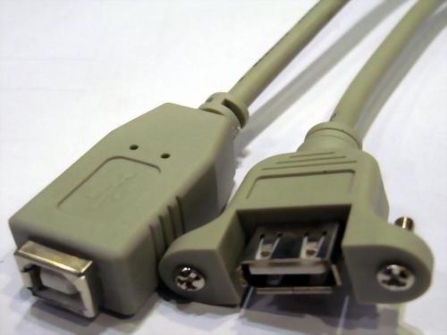 USB B Female - USB A Female With Panel Mount Hood