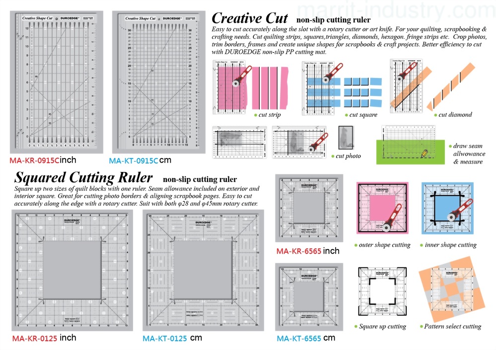 Creative Cut, Squared Cutting Ruler, non-slip cutting ruler