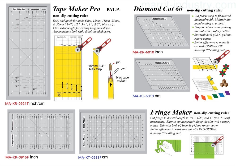 Tape Maker Pro, Diamond Cut 60, Fringe Maker  Non-Slip Cutting Ruler