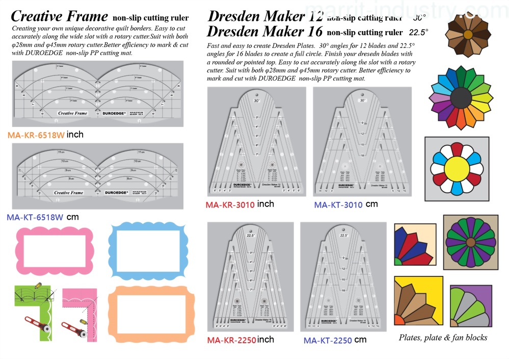 Creative Frame cutting ruler , Dresden Maker 12, Dresden Maker 16, Non-Slip Cutting Ruler