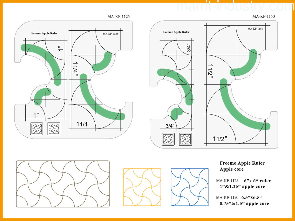 Free Motion Quilting Template Apple Core Ruler