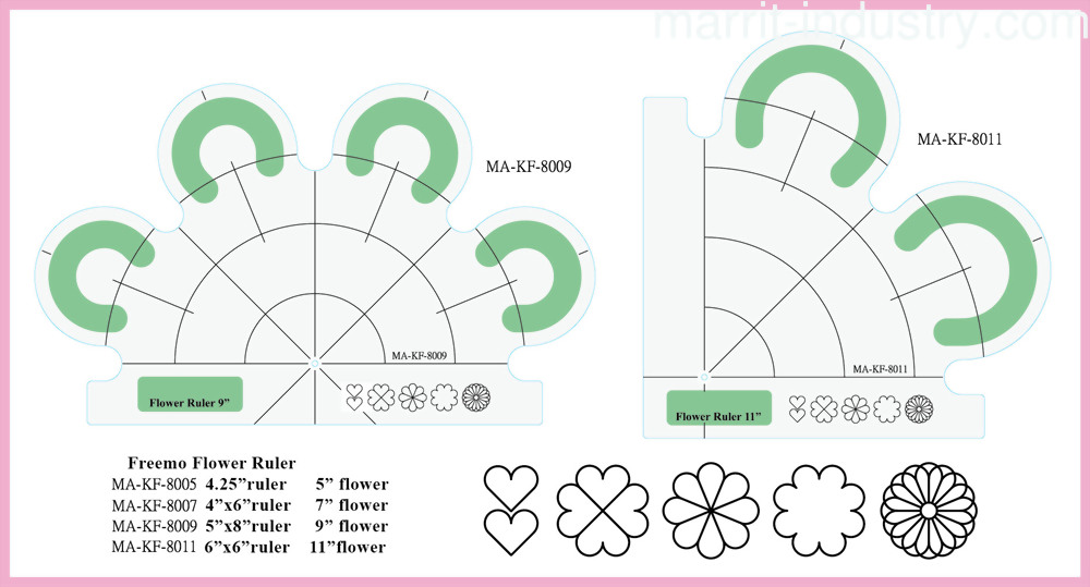 Free Motion Quilting Template Flower Ruler,  Template Ruler, Quilting Ruler