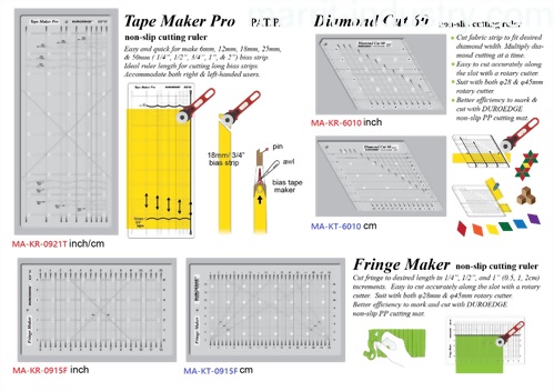 Tape Maker Pro, Diamond Cut 60, Fringe Maker  Non-Slip Cutting Ruler