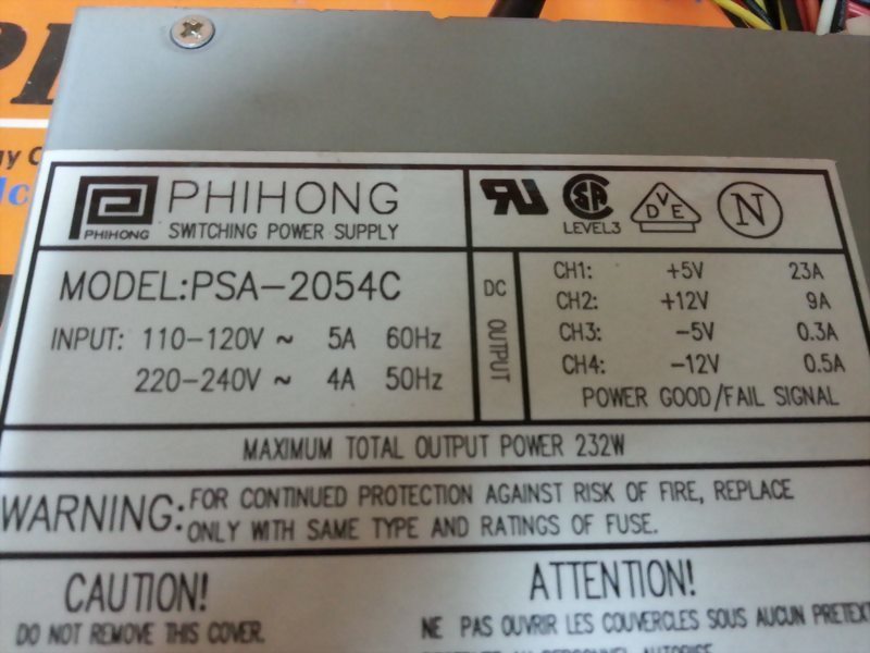 PHIHONG PSA2054C SWITCHING POWER SUPPLY