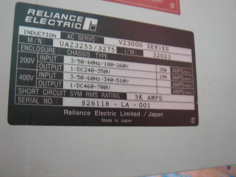 RELIANCEELECTRIC VZ3000 SERIES THYRISTOR UNIT UAZ3255/3275