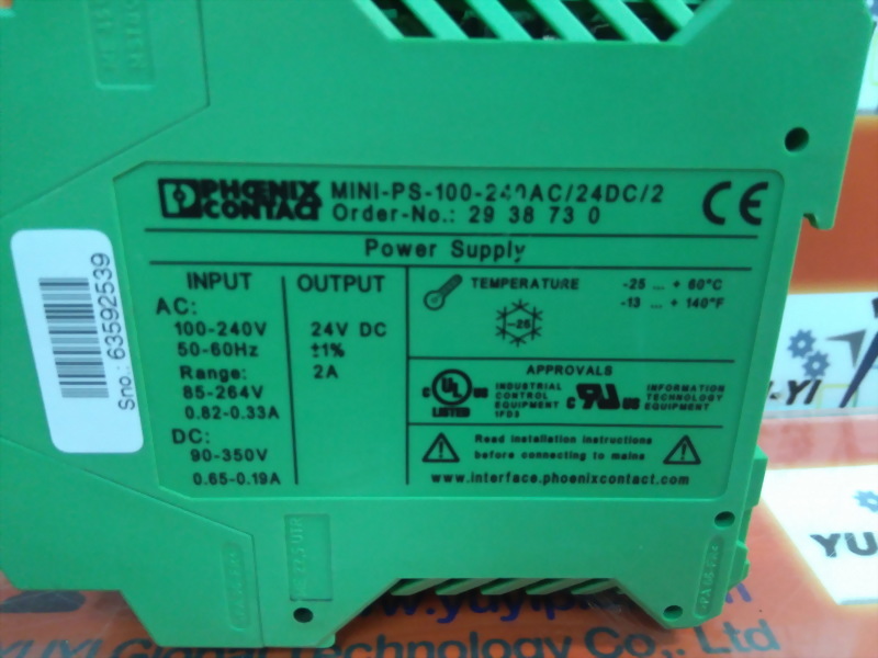 Alimentation Phoenix Contact MINI-PS-100-240AC/24DC/2 - Réf. 2938730, Occasion Mais Fonctionnelle - Parfaite Pour L'automatisme Et L'industrie