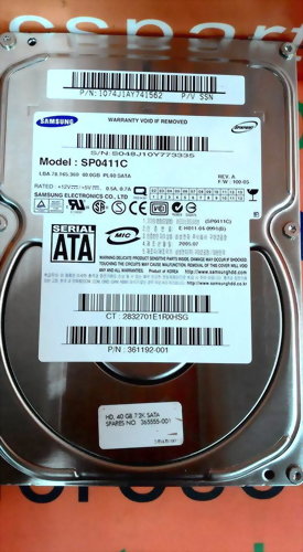 SAMSUNG SP4011C SATA 40GB HARD DRIVE