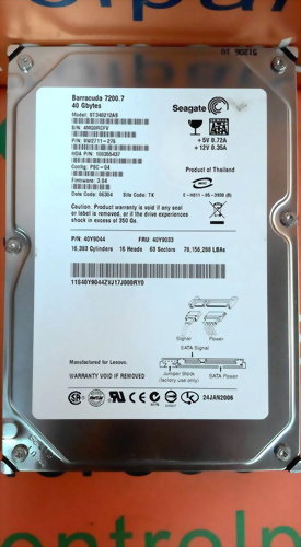 SEAGATE ST340212AS SATA 40GB HARD DRIVE