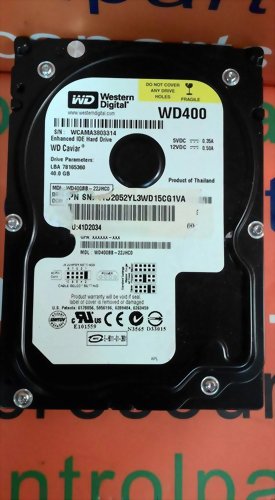 WESTERN DIGITAL WD400BB-22JHC0 IDE 40GB 3.5HARD DRIVE