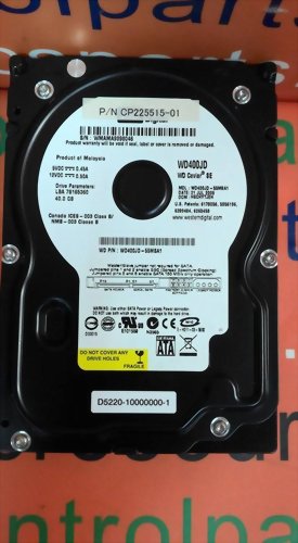 WESTERN DIGITAL WD400JD-55MSA1 SATA 40GB 3.5HARD DRIVE