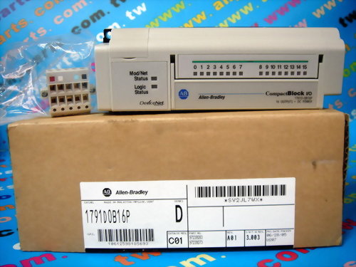 PLC-ALLEN BRADLEY 1791D0B16P I/O BLOCK 16 OUT SOURCE REMOVABLE TAB 24VDC