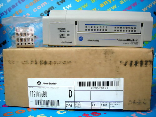 PLC-ALLEN BRADLEY 1791D16B0 I/O BLOCK 24VDC 16 IN SINK REMOVABLE TB