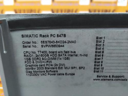 SIEMENS SIMATIC RACK PC 847B 6ES7643-8KD24-2MA0