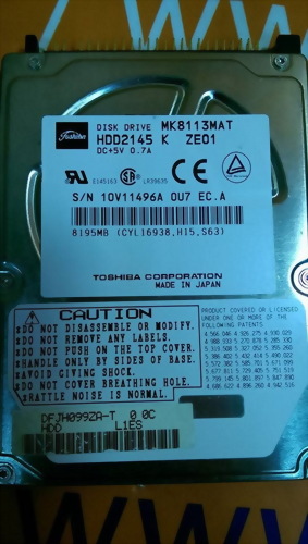 TOSHIBA HARD DISK DRIVE HDD2145 8GB 2.5" MK8113MAT