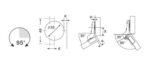 30° Clip-on Soft-closing Hinge