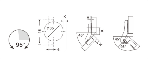 45° Clip-on Soft-closing Hinge