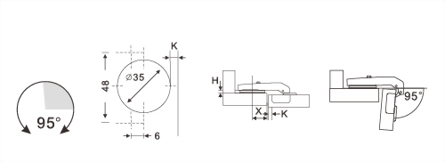 90° Clip-on Soft-closing Hinge