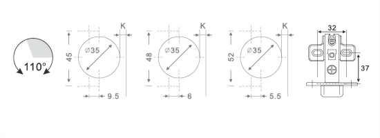 35 mm 110° Clip-on Hinge