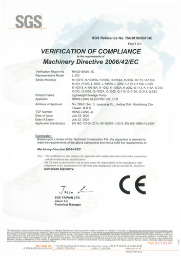 Verification Of Compliance To The Requirements Of Machinery Directive 2006/42/EC