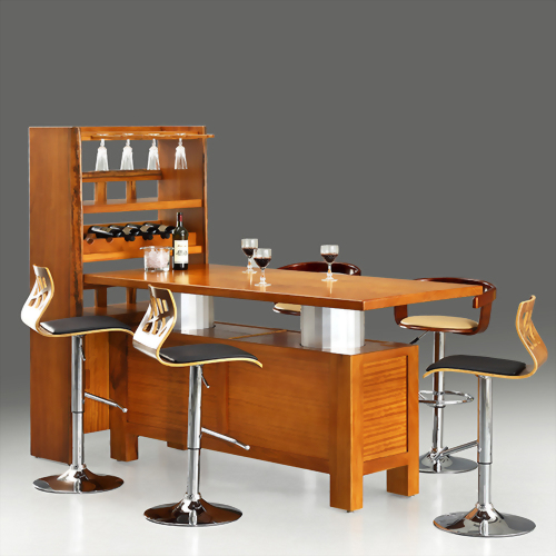 柚木&金鋼納升降吧檯#