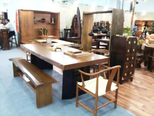 柚木大桌配鐵腳座