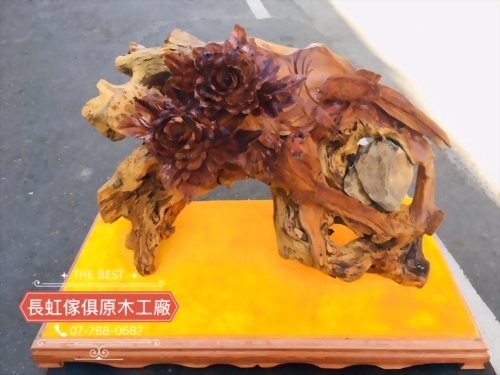 木雕-牡丹喜鵲