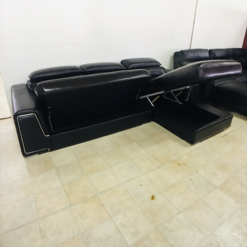 A38#乳膠皮L型收納沙發