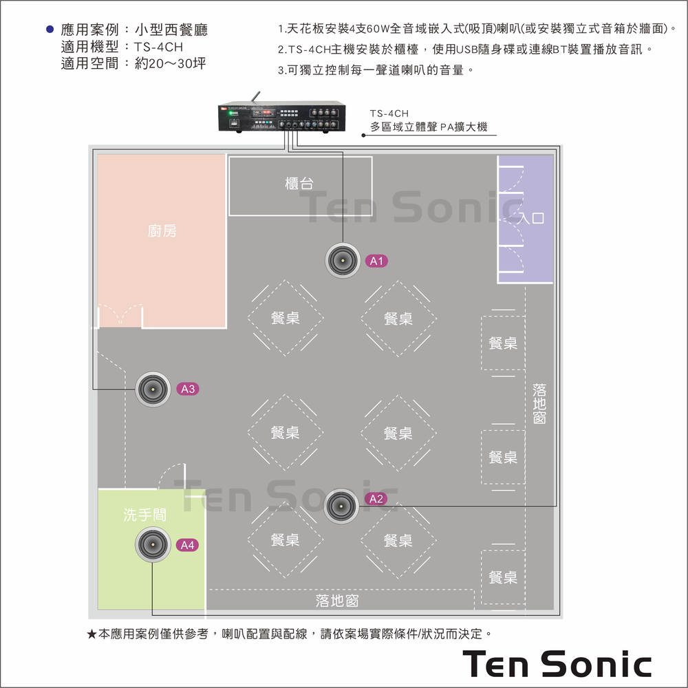 60W x 4 CH Commercial PA Amplifier