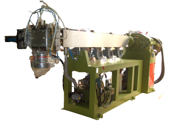 PP/PE extruder with hydraulic mesh changing system