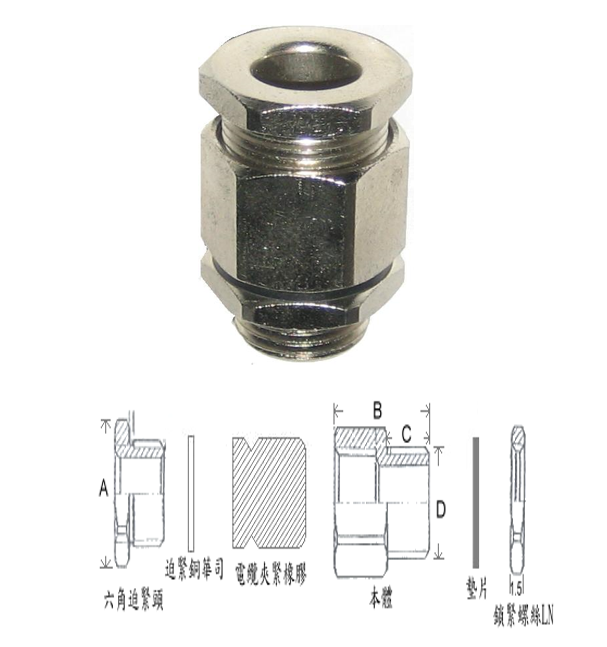 迫緊式電纜頭、電管配件、穿線盒、電管管件、管件、接線盒