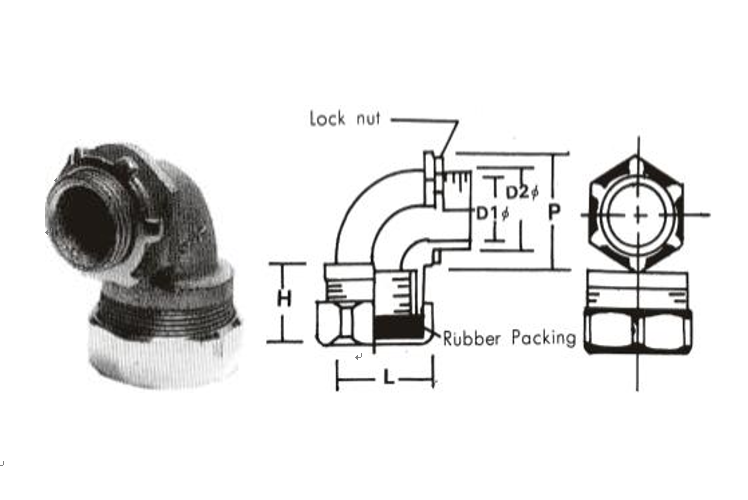 WATERPROOF UNION BOX ELBOW CONNECTOR FOR NIPPONFLEX-VAG, fitting,connector,fitting,conduit fitting,shenfang