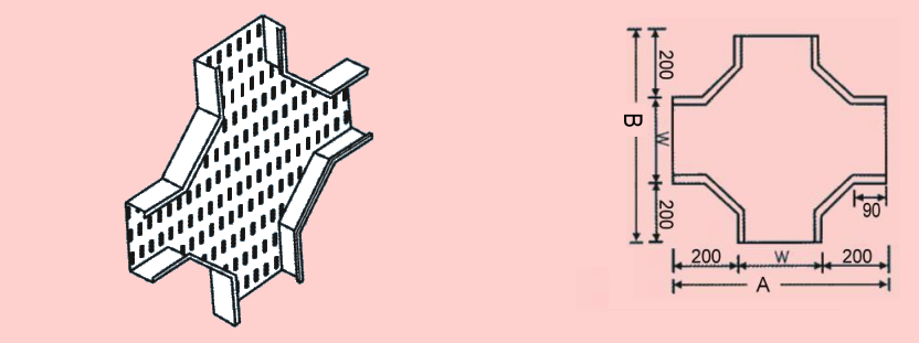 水平X型接頭 - 電纜線槽、電管、電線導管、接頭、電管配件、穿線盒、電管管件、電管