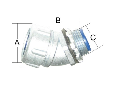 45 degree WATERPROOF UNION ELBOW CONNECTOR FOR APN FLEXIBLE-NAG