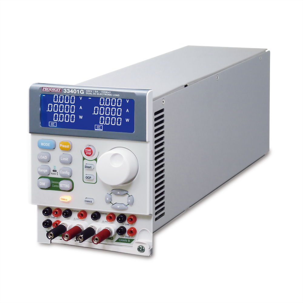 33401G LED DC Electronic Load Simulator 500V, 6A, 150W*2