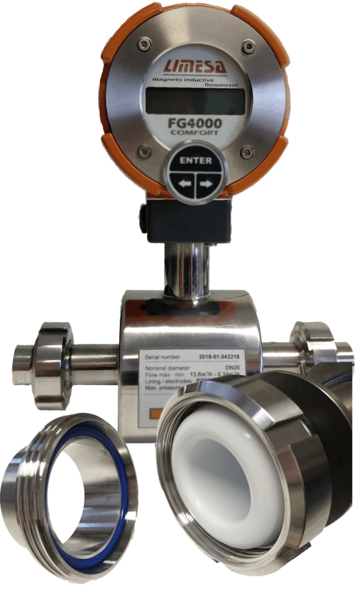 Electromagnetic flowmeters with D flowtube – DIN 11851 thread