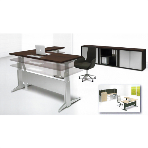 A型電動升降主管桌L型桌板