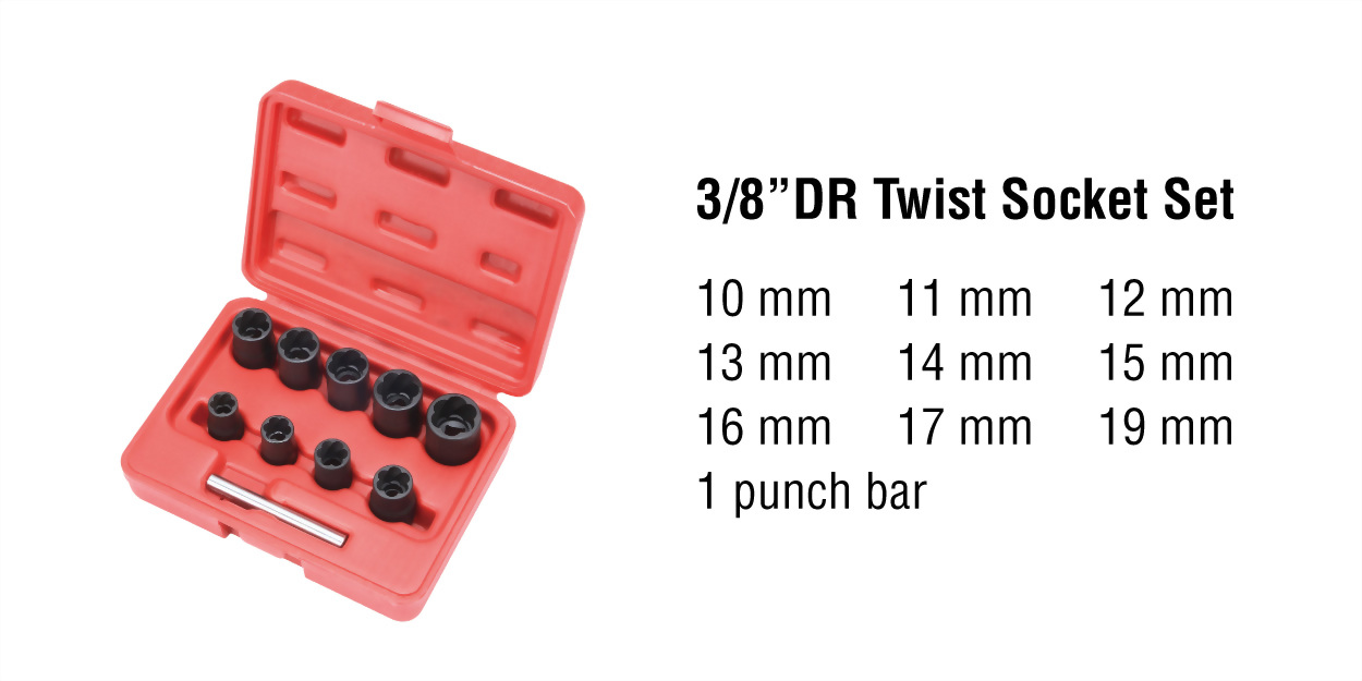 Nut Extractor and Bolt Extractor Twist Socket Set