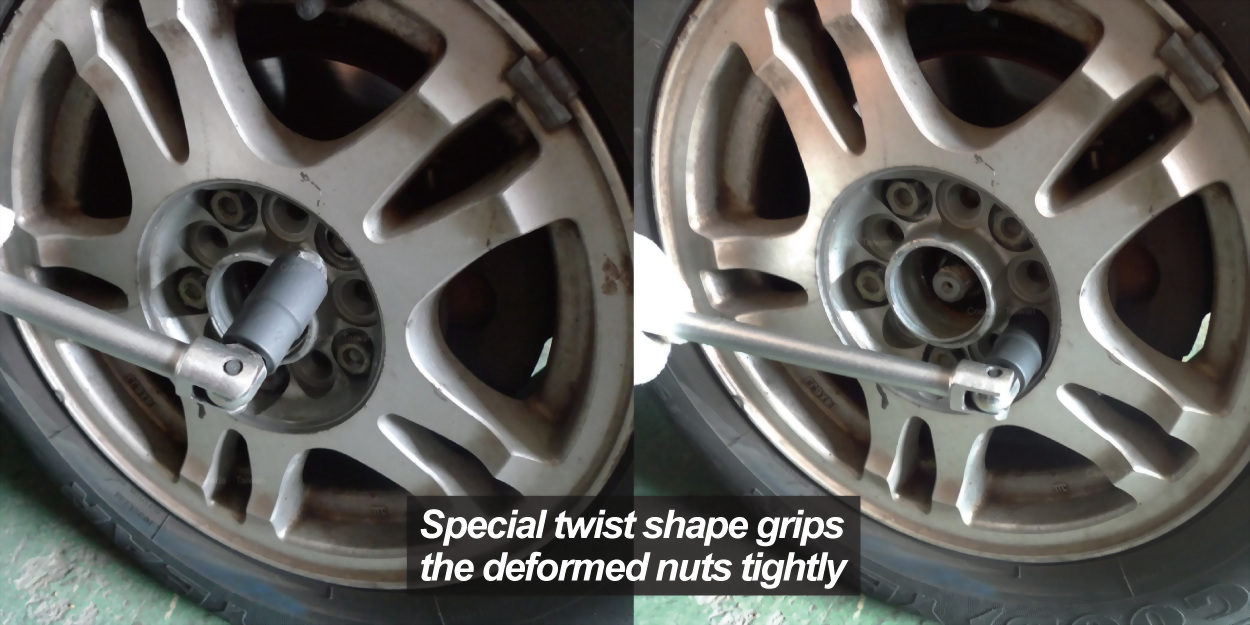 Socket for damaged wheel nuts