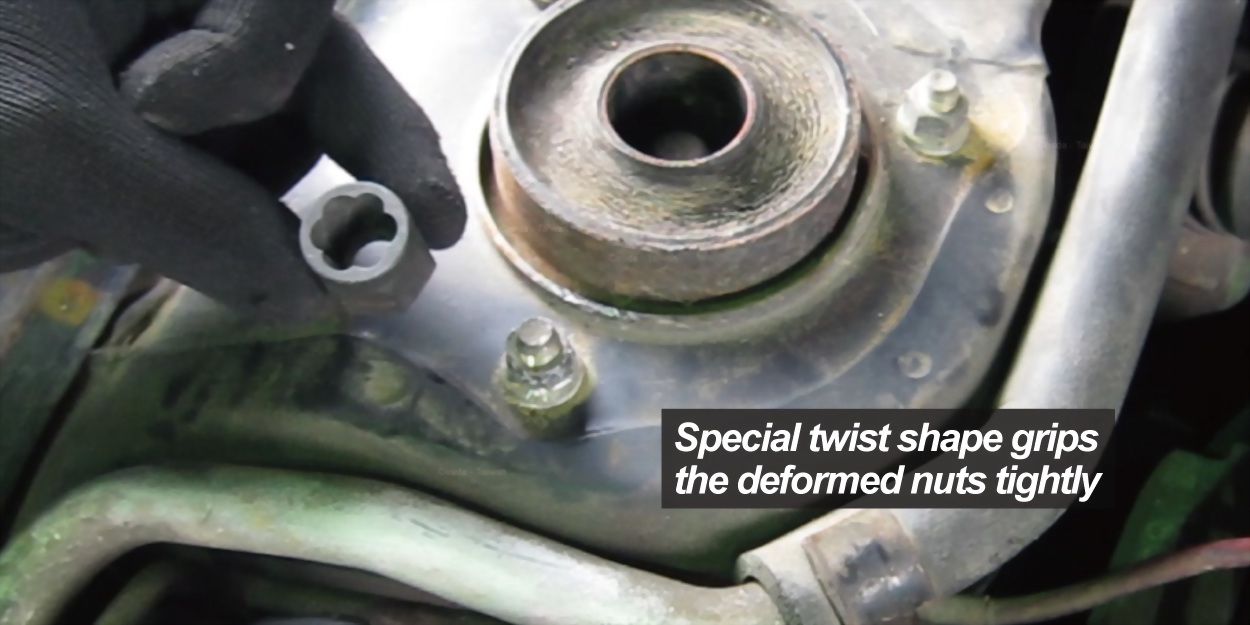 pass-thru twist shape for removing bad nuts