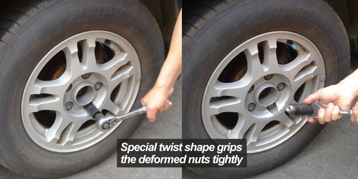 car repair tool for damaged deformed lug nuts