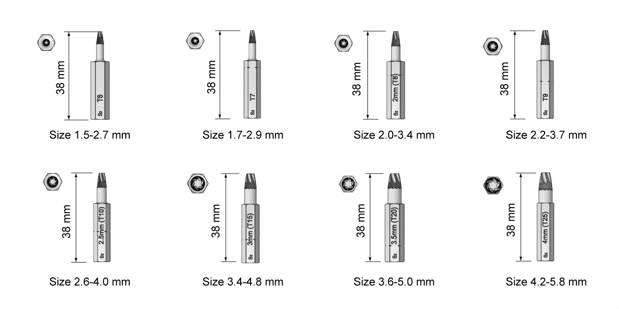 Torx plus screw extractor set